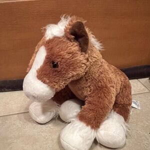 Retired Build•A•Bear Brown Clydesdale Horse White Blaze, Mane & Tail.